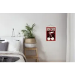 Kersen - Illustratie - Rood textielposter latten blank klein -woonkamer