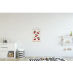 Kersen - Blaadjes - Rood textielposter latten blank klein -kinderkamer