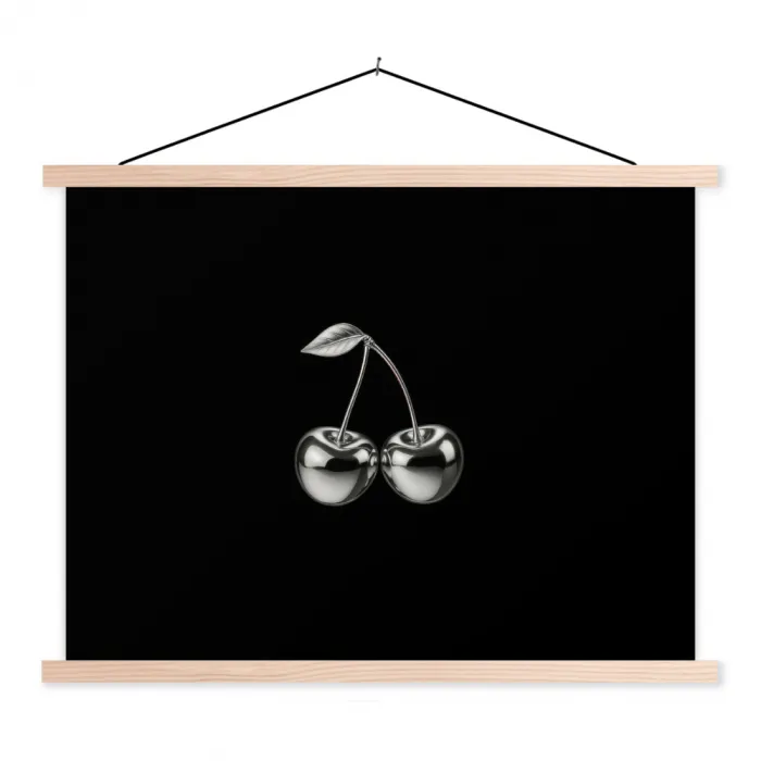 Kers - Luxueus - Metallic textielposter latten blank klein -3d
