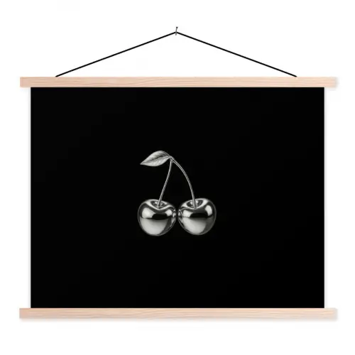 Kers - Luxueus - Metallic textielposter latten blank klein -3d