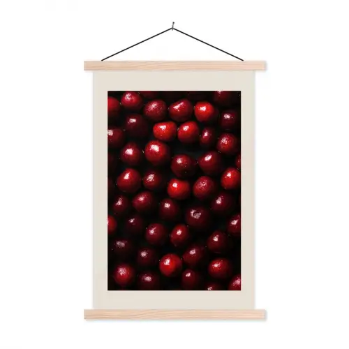 Kersen - Rood textielposter latten blank klein -3d