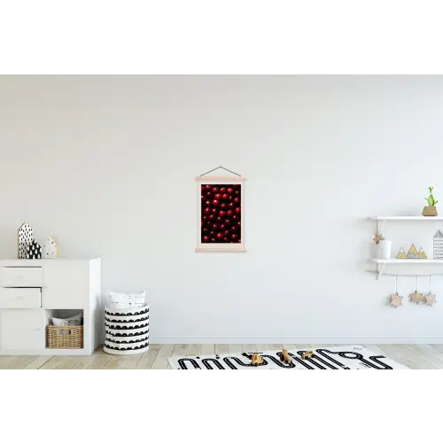Kersen - Rood textielposter latten blank klein -kinderkamer