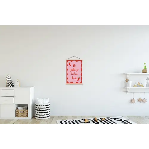 Chilipeper - Red - Hot - Quotes textielposter latten blank klein -kinderkamer