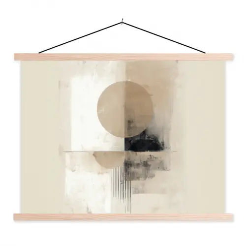 Cirkel - Compositie - Diepte - Beige textielposter latten blank klein -3d