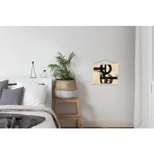 Cirkels - Balken - Zwart - Abstract textielposter latten blank klein -woonkamer