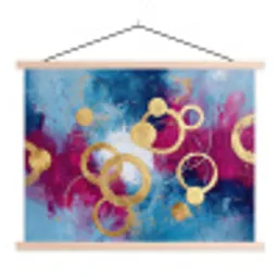 Cirkels - Goud - Abstract textielposter latten blank klein -3d