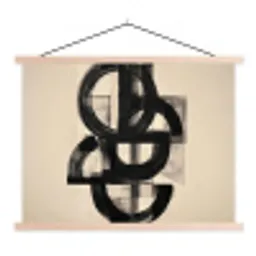 Cirkels - Lijnen - Vormen - Zwart textielposter latten blank klein -3d