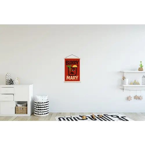 Cocktail - Art - Rood textielposter latten blank klein -kinderkamer
