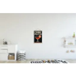 Cocktail - Zwart - Illustratie textielposter latten blank klein -kinderkamer