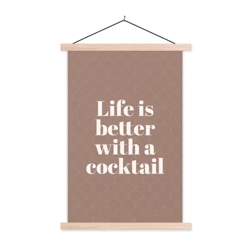 Cocktail - Tekst - Patroon - Wit textielposter latten blank klein -3d