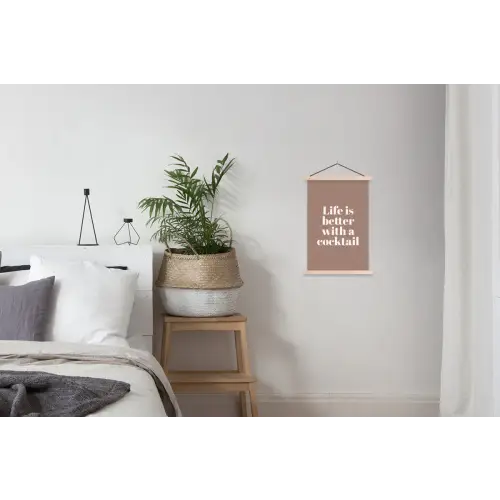 Cocktail - Tekst - Patroon - Wit textielposter latten blank klein -woonkamer
