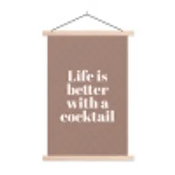 Cocktail - Tekst - Patroon - Wit textielposter latten blank klein -3d