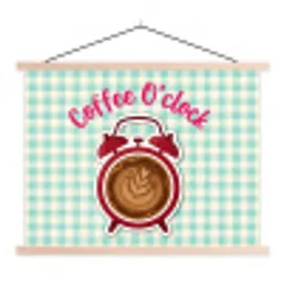 Koffie - Klok - Groen textielposter latten blank klein -3d