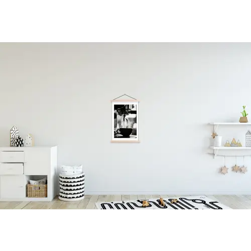 Coffee - Espresso - Koffiemachine - Kop textielposter latten blank klein -kinderkamer
