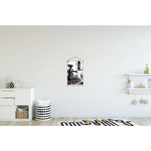 Koffiemolen - Gemalen - Vintage textielposter latten blank klein -kinderkamer