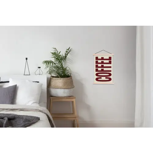 Koffie -Japandi - Rood - Vintage textielposter latten blank klein -woonkamer