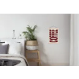 Koffie -Japandi - Rood - Vintage textielposter latten blank klein -woonkamer