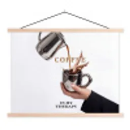Koffie - Mok - Kan - Therapie textielposter latten blank klein -3d