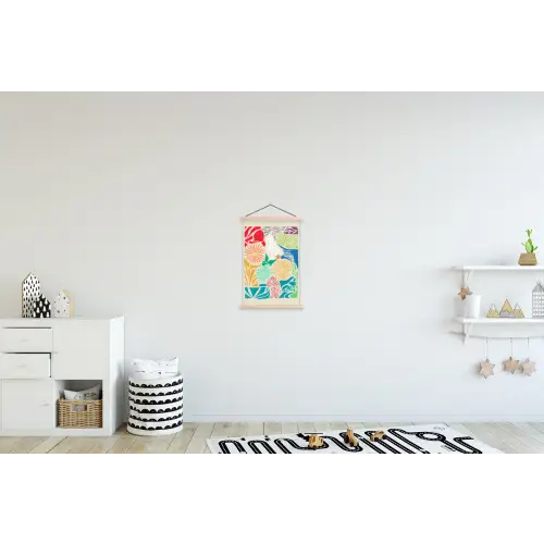 Kleurrijk - Abstract - Bloemen - Patronen textielposter latten blank klein -kinderkamer