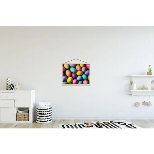 Kleurrijk - Paaseitjes - Spetters textielposter latten blank klein -kinderkamer