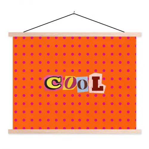 Cool - Stippen - Oranje textielposter latten blank klein -3d