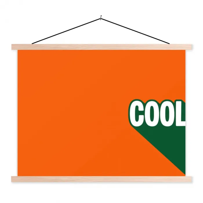 Cool - Oranje - Groen textielposter latten blank klein -3d