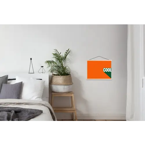 Cool - Oranje - Groen textielposter latten blank klein -woonkamer