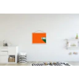 Cool - Oranje - Groen textielposter latten blank klein -kinderkamer