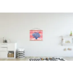 Koraal - Verfstructuur - Rood - Blauw textielposter latten blank klein -kinderkamer