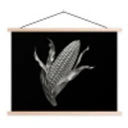 Maïskolf - Glanzend metaal - Elegant textielposter latten blank klein -3d