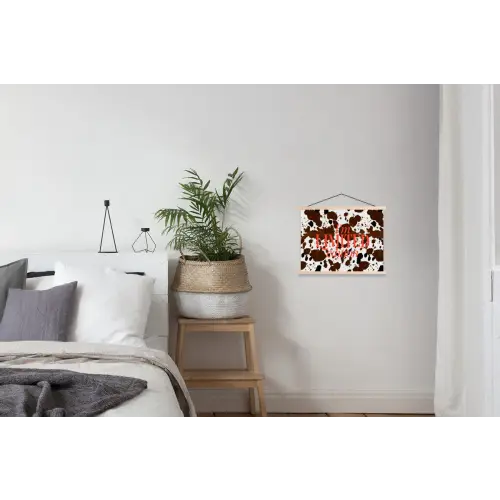 Koeienprint - Limited edition - Rood textielposter latten blank klein -woonkamer