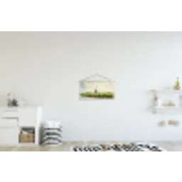 Koeien - Windmolen - Weide - Blauw textielposter latten blank klein -kinderkamer