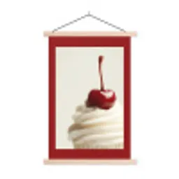 Cupcake - Kers - Rood textielposter latten blank klein -3d