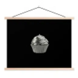 Cupcake - Luxueus - Zilver textielposter latten blank klein -3d