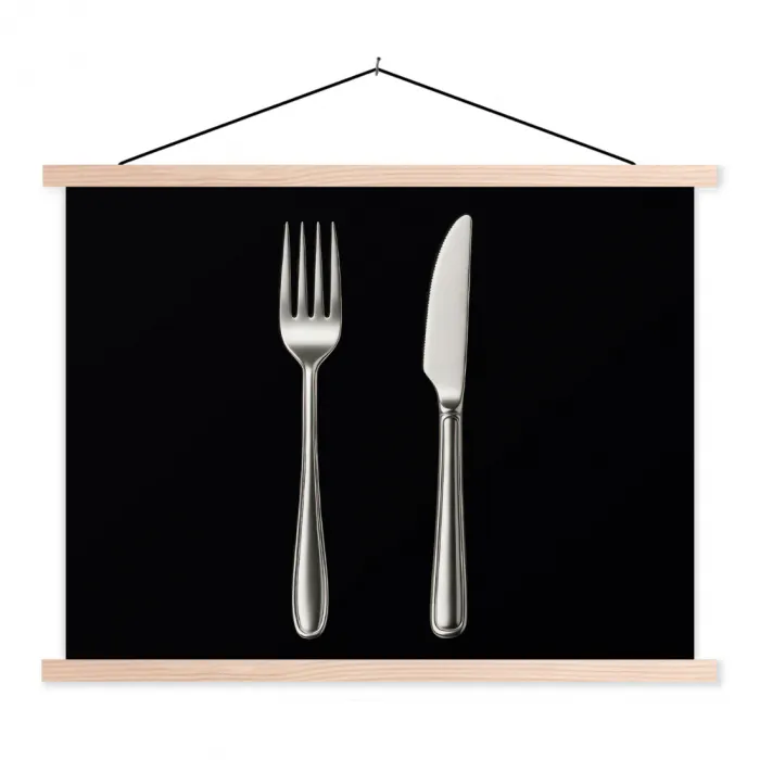 Bestek - Klassiek - Elegant textielposter latten blank klein -3d
