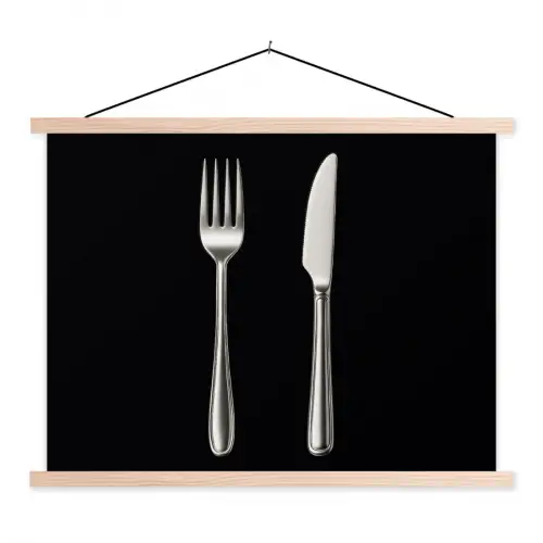 Bestek - Klassiek - Elegant textielposter latten blank klein -3d