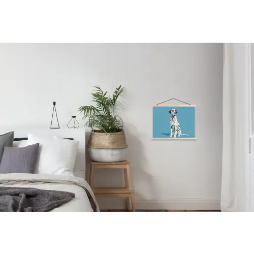 Dalmatiër - Zonnebril - Blauw textielposter latten blank klein -woonkamer
