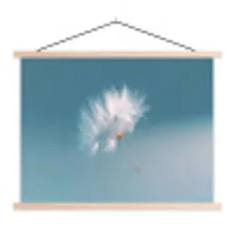 Paardenbloempluisje - Blauw - Lucht textielposter latten blank klein -3d