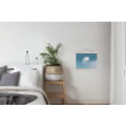 Paardenbloempluisje - Blauw - Lucht textielposter latten blank klein -woonkamer