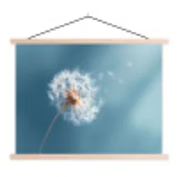 Paardenbloem - Wind - Blauw textielposter latten blank klein -3d