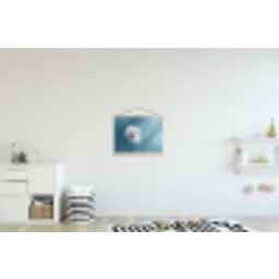 Paardenbloem - Wind - Blauw textielposter latten blank klein -kinderkamer