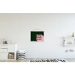 Donkergroen - Tekst - Schaduw - Grafisch textielposter latten blank klein -kinderkamer