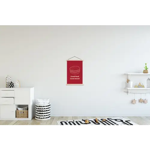 Dieprood - Lijntekening - Tekst - Hamburger textielposter latten blank klein -kinderkamer