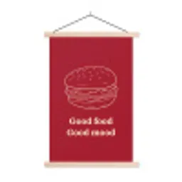 Dieprood - Lijntekening - Tekst - Hamburger textielposter latten blank klein -3d
