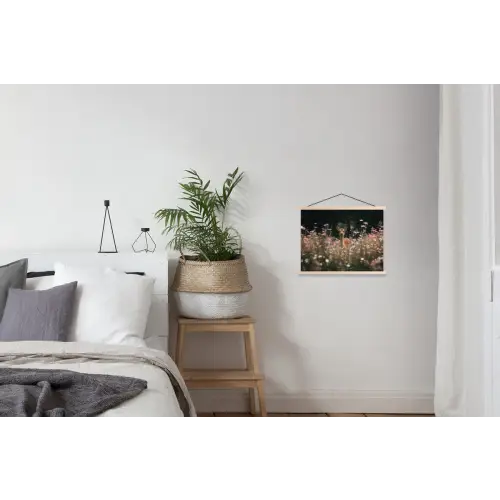 Hert - Wilde bloemen - Bos textielposter latten blank klein -woonkamer