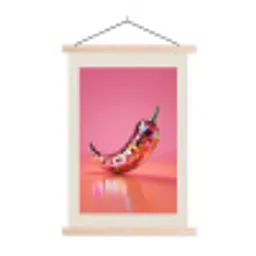 Disco - Peper - Roze textielposter latten blank klein -3d