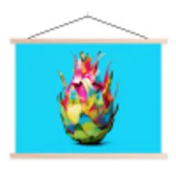 Drakenfruit - Blauw - Levendig textielposter latten blank klein -3d