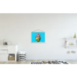 Drakenfruit - Blauw - Levendig textielposter latten blank klein -kinderkamer