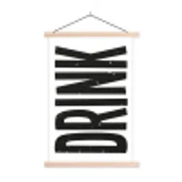 Drink - Zwart - Wit - Decoratie textielposter latten blank klein -3d
