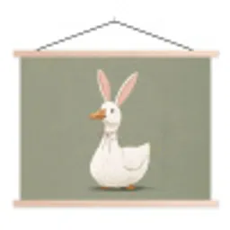 Eend - Konijnoren - Grijs textielposter latten blank klein -3d
